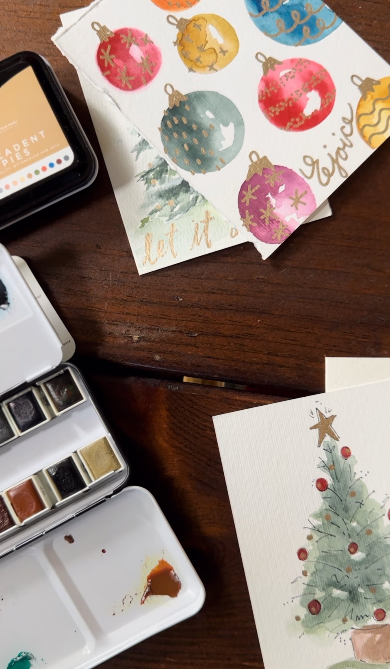 Watercolor Christmas Cards - December 3